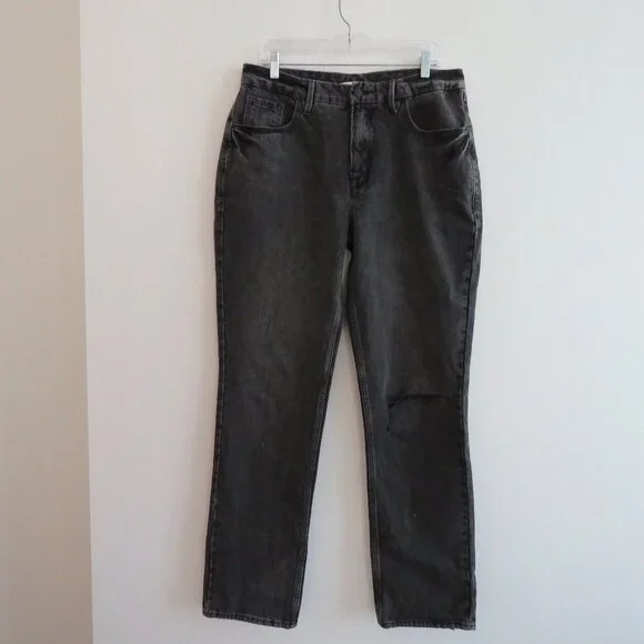 GOOD AMERICAN Good 90's Icon High Waisted Loose Ripped Jeans Black267 - Size 32 - Picture 3 of 14